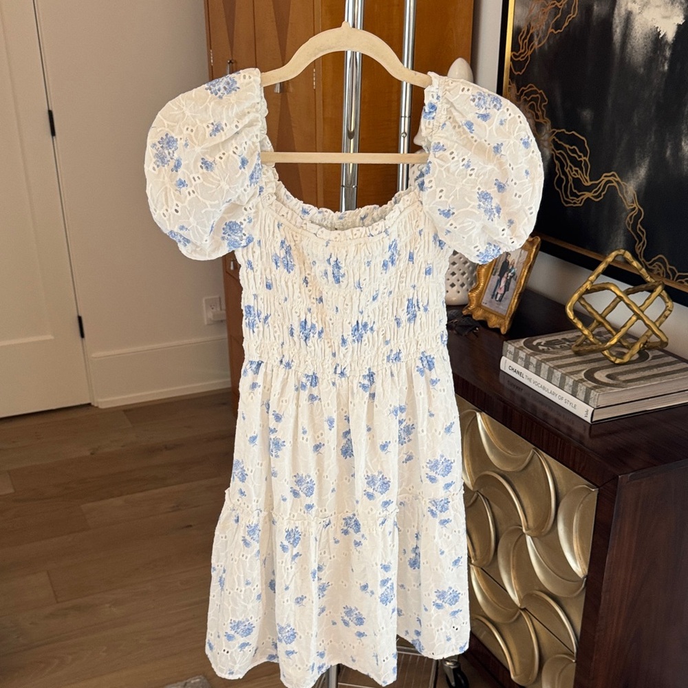 Altar'd State White and Blue Floral Dress